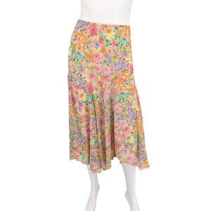 Floral Chiffon Midi Skirt Cottage Romantic Cottage Elastic Waist Flowy Size 3X